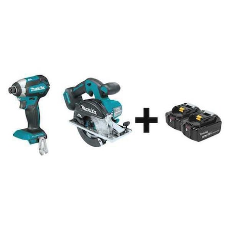 Makita Cordless Combo Kit, 18.0 V, 2 Tools, 2 Batt XDT13Z, XSC02Z + BL1840B-2