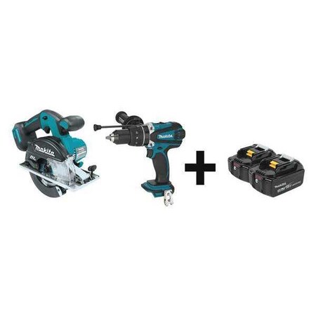 MAKITA Cordless Combo Kit, 18.0 V, 2 Tools, 2 Batt XSC02Z, XPH03Z + BL1840B-2