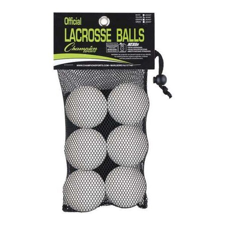 Champion Sports Official Lacrosse Ball Set, White, PK6 LBW6SET