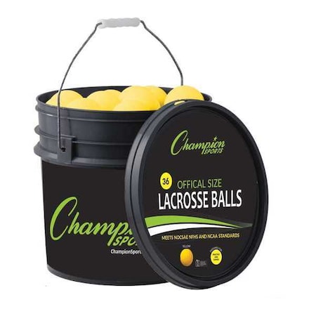 Champion Sports Official Lacrosse Ball, Bucket Yellw, PK36 LBYN36