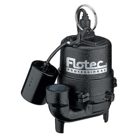 Pentair Flotec Effluent Pump, Cast Iron, 3/4 Solids, 1/3HP E3375TLT