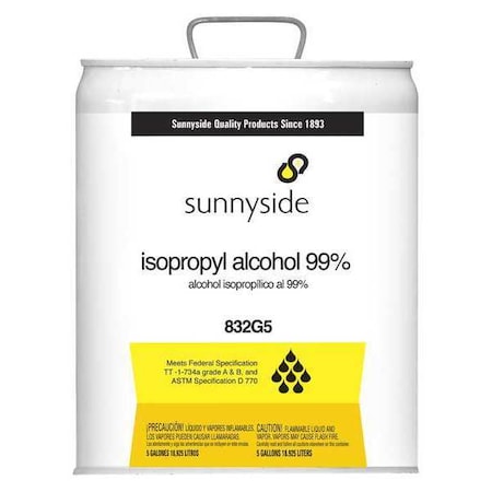 Sunnyside Isopropyl Alcohol, 5 gal. 832G5