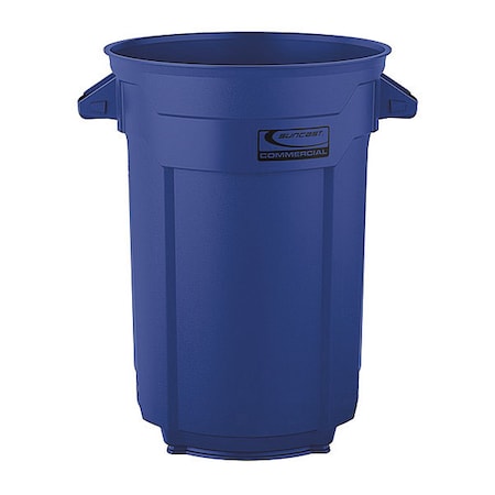 Suncast Commercial 44 gal. Round Trash Can, Blue, Snap-On, HDPE BMTCU44BL