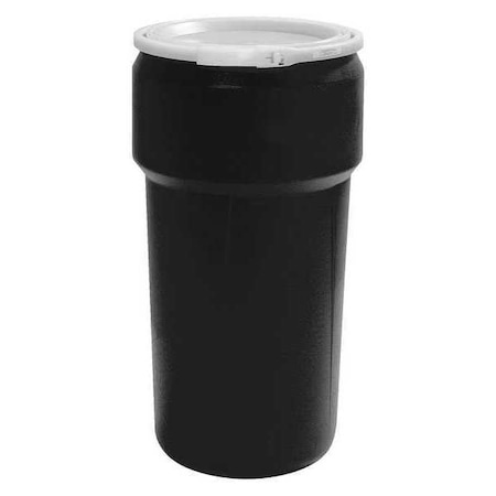 Eagle Mfg Open Head Poly Drum, w/Lock Ring, 20 gal., 20 gal, High-Density-Polyethylene 1623BLK