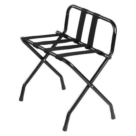 Hospitality 1 Source Luggage Rack, Metal, w/Back, Black Finish LRBRSTBL