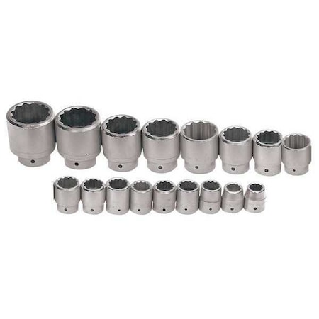 Williams Standard Socket Set, 1"D, 12Pt, 17pcs. SAE, JHWWSX-17 WSX-17