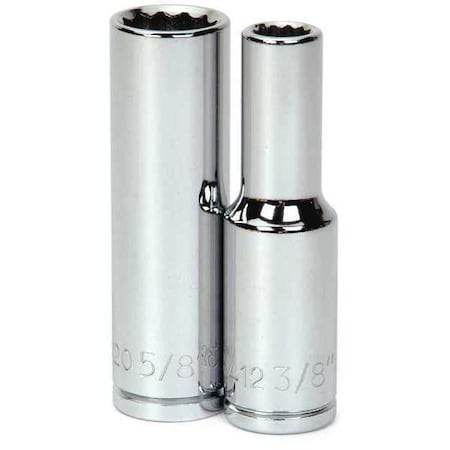 Williams 1/2" Drive Impact Socket High Polished Chrome, Deep 1/2"D, 12Pt 1-7/16 32446
