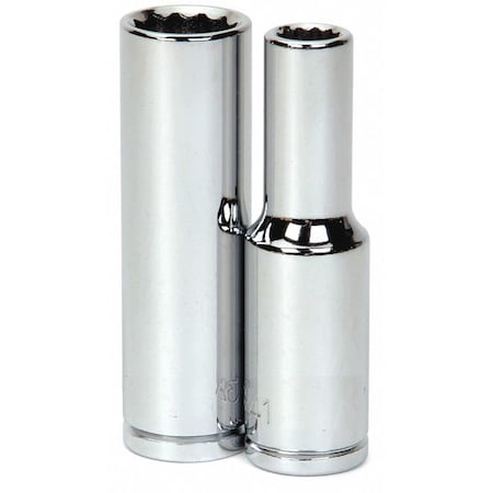 Williams 1/2" Drive Impact Socket High Polished Chrome, Deep 1/2"D, 12Pt 34mm 32834