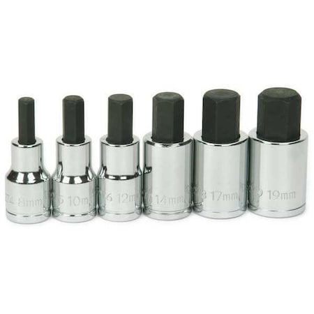 Williams Socket Set, 1/2" D, 6 pcs. Metric, JHW32904 32904