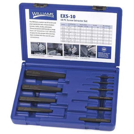 Williams Williams Screw Extraction Set, 10pcs. EXS-10