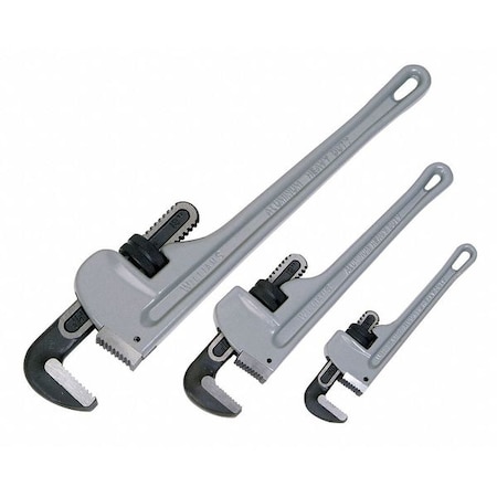 Williams 8", 12", 18" L 1-5/16", 2-1/8", 3-1/8" Cap. Aluminum Aluminum Pipe Wrench Set, 3pcs.s JHW13542