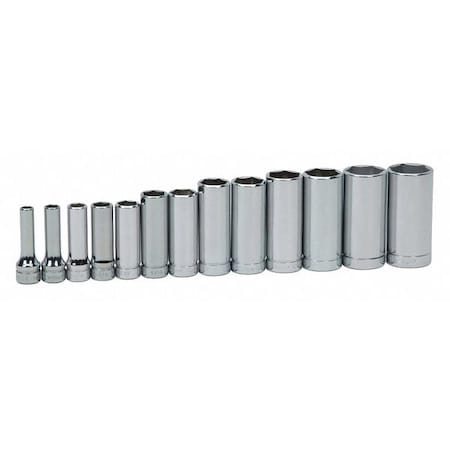 Williams Deep Socket Set, 3/8" D, 6Pt, 13pcs., JHWWSBD13HRC WSBD-13HRC