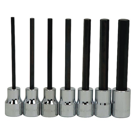 Williams Long Hex Bit Socket Set, 3/8" D, 7pcs., JHW31951 31951
