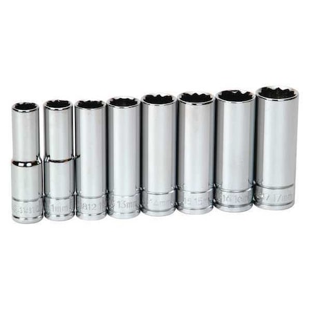 Williams Socket Set, 3/8" D, 8pcs. Metric, JHW31934 31934