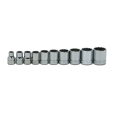 Williams Standard Socket Set, 3/8"D, 12Pt, 10pcs., JHWWSB-10RC WSB-10RC