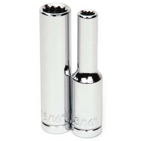 Williams 1/4" Drive, 9/32" SAE Socket, 12 Points, Deep 1/4" D, 12Pt, 9/32 30409