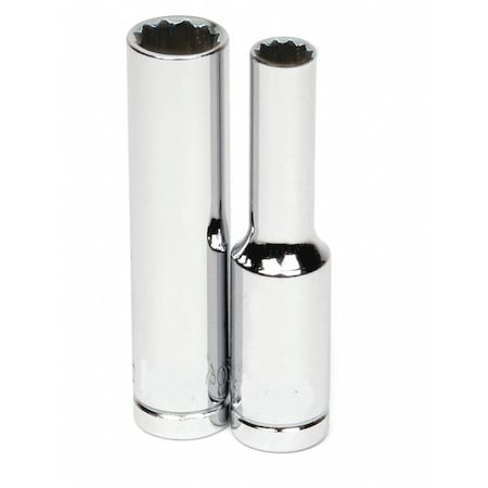 Williams 1/4" Drive, 9mm Metric Socket, 12 Points, Deep 1/4" D, 12Pt, 9mm 30809