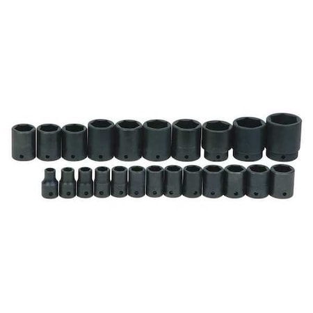 Williams Impact Socket Set, 1/2" D, 6Pt 23pcs. Met, JHWMS-4-23RC MS-4-23RC