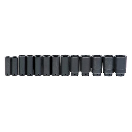 Williams Deep Impact Socket Set, 1/2"D, 6Pt, 19pcs., JHWWS-1419RC WS-14-19RC