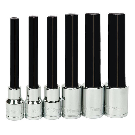 Williams Williams Long Hex Bit Socke Set, 1/2" D, 6pc Metric 32953