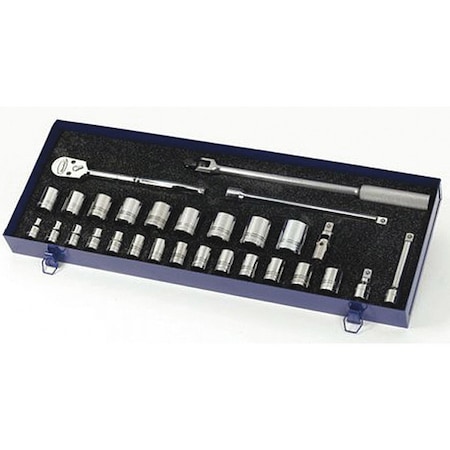 Williams Socket and Tool Set, 1/2" D, 12Pt, 29pcs., JHWMSS-29FTB MSS-29FTB