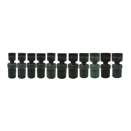 Williams Williams Univ Impact Socket Set, 1/2" D, 6Pt, 11pcs. 37916