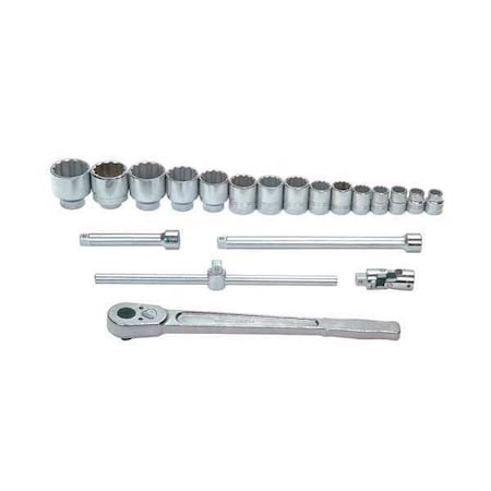 Williams Socket/Tool Set, 3/4" D, 12Pt, 20pcs., Met, JHWMSH-20TB MSH-20TB
