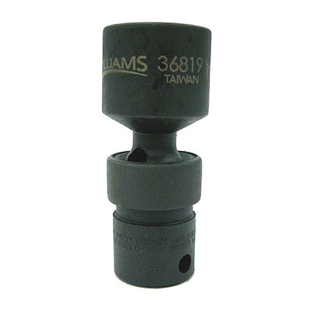 Williams 3/8" Drive Impact Socket Black Industrial, Universal 3/8"D, 6Pt, 19mm JHW36819