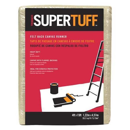 Trimaco Drop Cloth, Felt-Back Canvas, 4x15, PK12 FB6