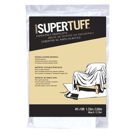 Trimaco Disposable Paper, Poly Drop, 4x10, PK12 02501