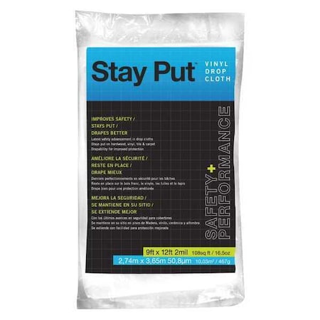 Stay Put Drapable Vinyl Drop, 9x12, 2 mil, PK12 04301