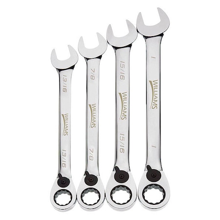 WILLIAMS Williams Ratchet Combo Wrench Set, 4 pcs., SAE WS-1164RC