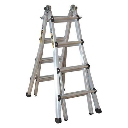 Metaltech 17 ft. Overall H, Multiposition Ladder, Grade 1A, Alum, 17 ft, Aluminum, 300 lb. Load Capacity E-MTL7100AL