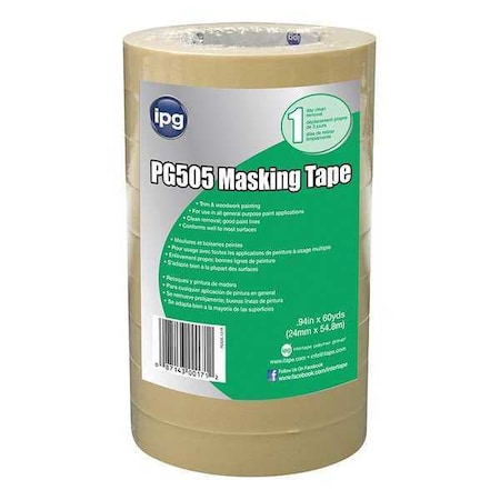 Intertape Orange Crepe Paper, 48mmx54.8m, PK24, 48mm W x 54.8m L, 5.8 mil Thick, Orange, 24 PK PG505