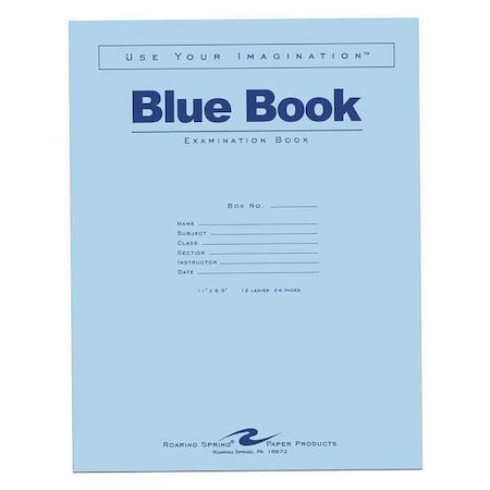 Roaring Spring Case of Exam Blue Books, 11" x 8.5", 12 Sheets Pages, Wide Ruled with Margin, PK300 77519cs