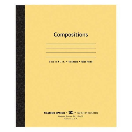 Roaring Spring Case of Composition Notebooks, Wide Ruled, 48 Sheets per Book, 8.5"x7", Flexible Manila Covers, PK72 77308cs