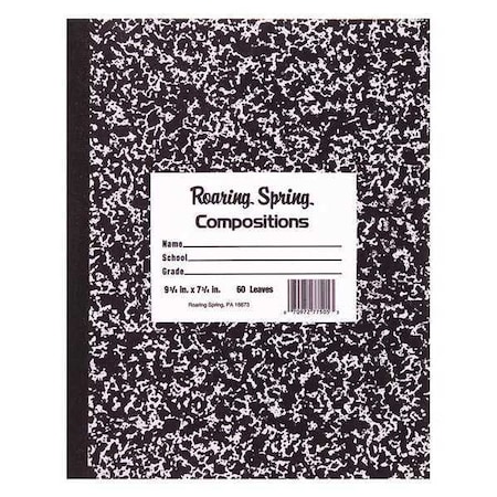 Roaring Spring Case of Black Marble Composition Notebooks, Wide Ruled, 60 sht, 9.75"x7.75", Flexible Covers, PK72 77505cs
