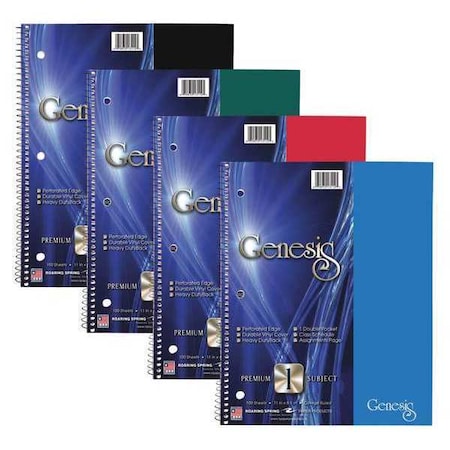 Roaring Spring Case of Genesis WB 1 Subject 1 Pkt Notebooks, 11"x9", 100 sht, Asstd Covers, College Ruled w/Margin, PK12 13112cs