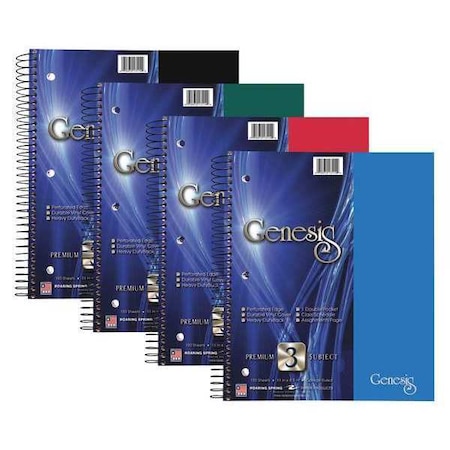 Roaring Spring Case of Genesis WB 3 Subject 1 Pkt Notebooks, 11"x9", 150 sht, Asstd Covers, College Ruled w/Margin, PK12 13114cs