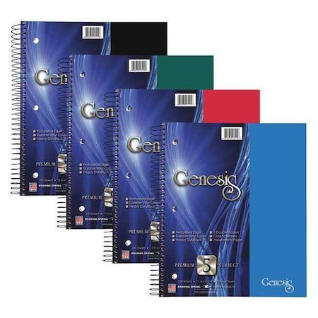 Roaring Spring Case of Genesis WB 5 Subject 1 Pkt Notebooks, 11"x9", 200 sht, Asstd Covers, College Ruled w/Margin, PK12 13115cs