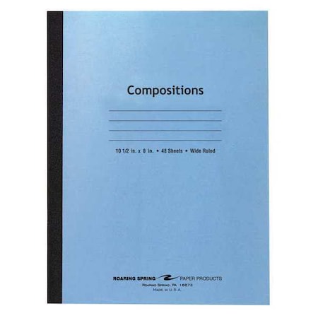 Winnable Case of Blue Composition Notebooks, Wide Ruled, 48 sht, 15 lb White Paper, 10.5"x8", Flexible Covers, PK72 77501cs
