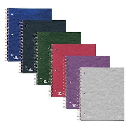 Roaring Spring Subject Wirebound Notebooks, 11"x9", 200 sht, 5 Pkt, College Ruled w/margin, Asstd. Colors, PK12 11295cs