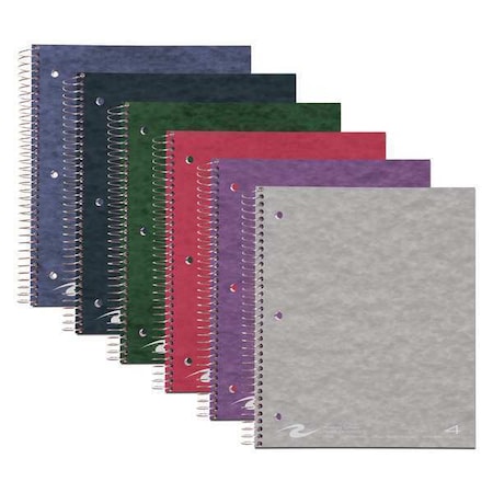 Roaring Spring Case of Wirebound Notebooks, 11"x9", 200 sheets, 4 Sub, 4 Pkt, College Ruled w/margin, Asstd. Colors, PK12 11376cs