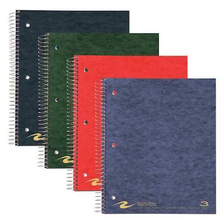 Roaring Spring Case of Wirebound Notebooks, 11"x9", 3 Subject 3 Pkt, 120 sht, College Ruled w/margin, Asstd. Colors, PK24 11384cs