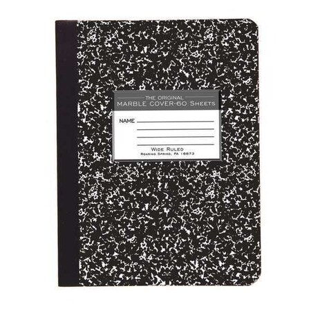 Roaring Spring Case of Black Marble Comp Notebooks, Wide Ruled, 60 sht, 15 lb White Paper, 9.75"x7.75", Hard Cover, PK36 77222CS
