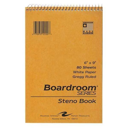 Roaring Spring Case of Spiral Steno Pads, 6"x9", Gregg Ruled, 80 Sheets, Snag Proof Wire, Stiff Board Covers, PK72 12102cs