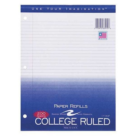 Roaring Spring Case of Loose Leaf Paper, 200 sht/pk, 8"x11", College Ruled Filler Paper w/Margin, 3-hole Punched 83910cs