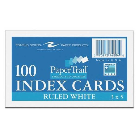Roaring Spring Case of Index Cards 3"x5", 100 Sheets of White Index Per Pack, Ruled on Front, Blank on Back 74804cs