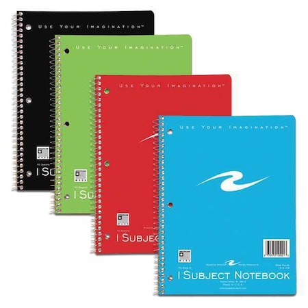 Roaring Spring Case of Wirebound Notebooks, 10.5"x8", 1 Subject, 70 sht, Assorted Color Covers, Wide Ruled w/Margin, PK24 10021cs
