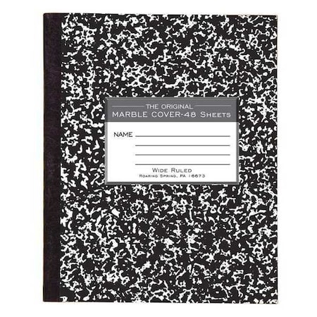 Roaring Spring Case of Black Marble Composition Notebooks, Wide Ruled, 48 sht/book, 8.5"x7", Flexible Covers, PK72 77333cs